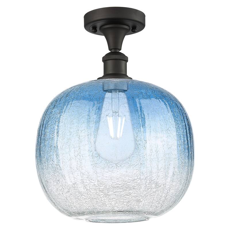 Innovations Lighting 516-1C-13-11 Brookhaven Sphere Semi-Flush - Oil Rubbed Bronze / Sapphire Blue