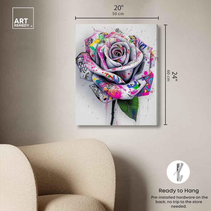 Graffiti Rose Canvas by Art Remedy, Gallery Wrapped