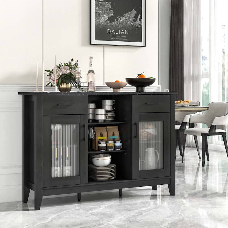 Costway Sideboard Buffet Cabinet with 2 Drawers 2 Doors 3 Open - See Details