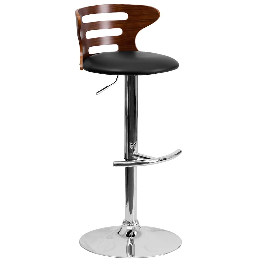 Adjustable Height Barstool with Three Slot Cutout Back & Vinyl Seat