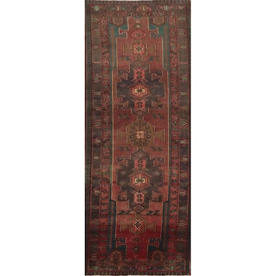 Hand Knotted Oriental 100% Wool Carpet Traditional Tribal Red Mahal Runner Rug - 10' 3'' X 3' 5''