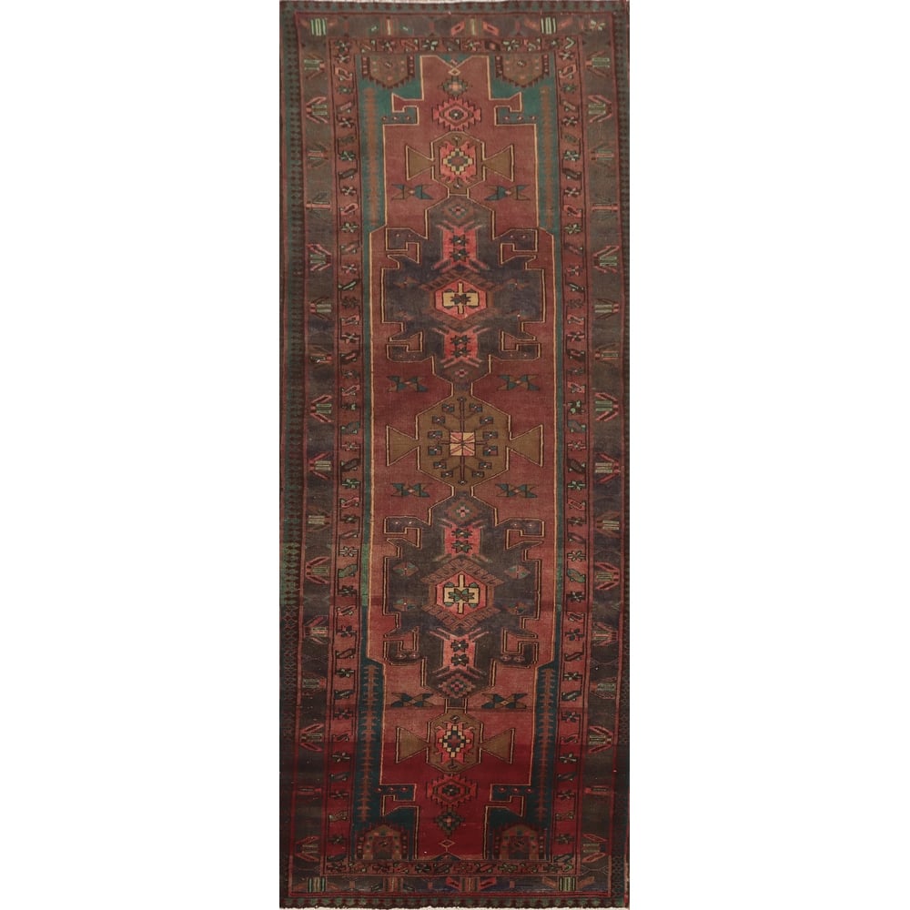 Hand Knotted Oriental 100% Wool Carpet Traditional Tribal Red Mahal Runner Rug - 10' 3'' X 3' 5''