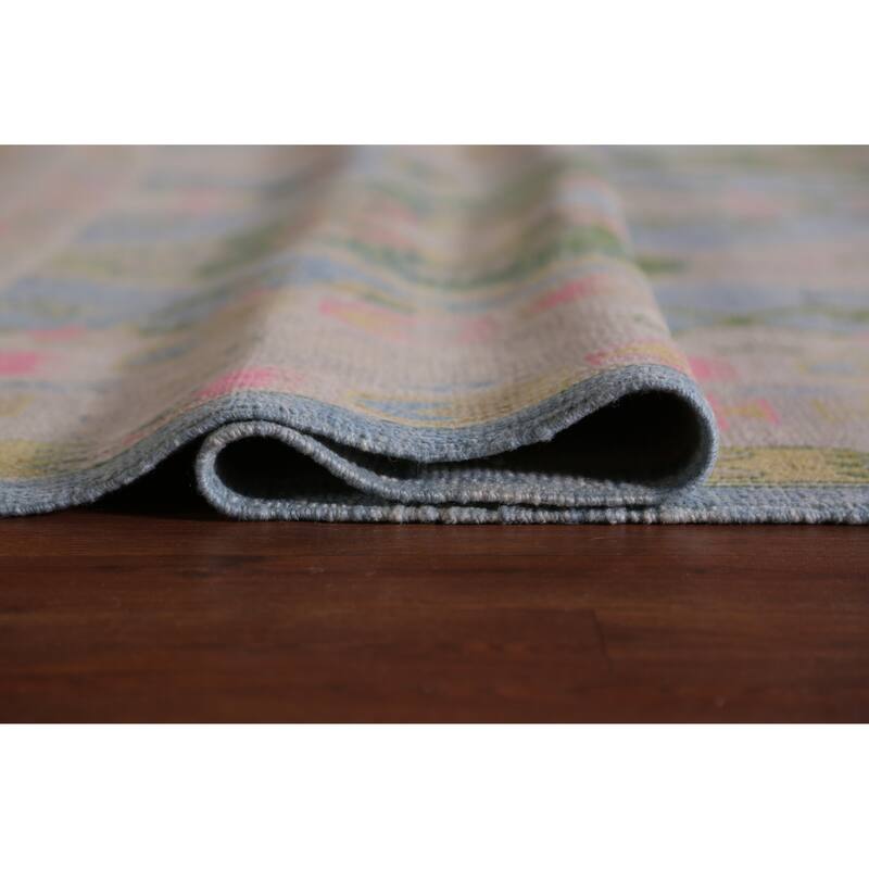 Hand Knotted Oriental 100% Wool Carpet Transitional Geometric Navy Blue & Blues Oushak Area Rug - 10' 10'' X 8' 6''