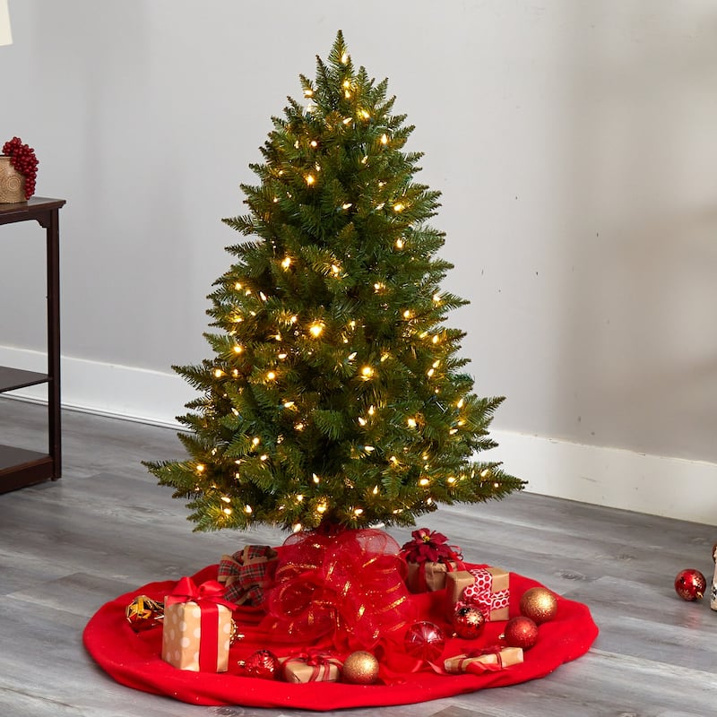4ft. Spruce Artificial Christmas Tree with 200 Color Changing LED Lights & 400 Branches - Compact Tech Holiday X-Mas Tree