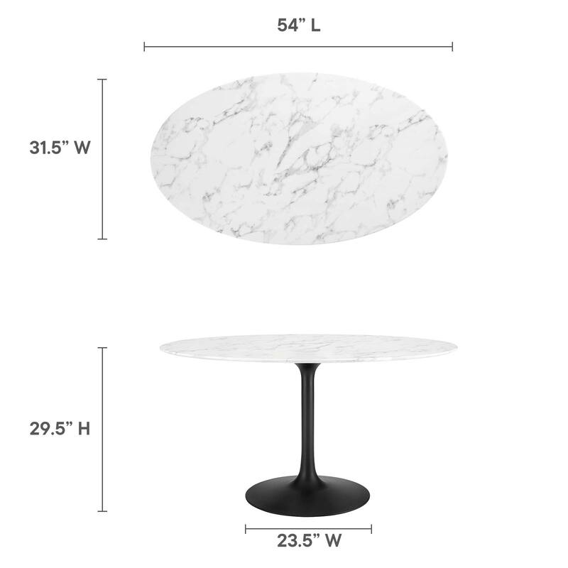 54" Oval Artificial Marble Dining Table