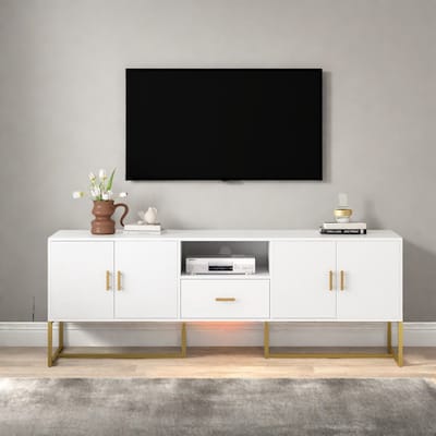 68.9 "Elegant TV Stand with Dual Storage Cabinets with Metal Legs and Cable Management