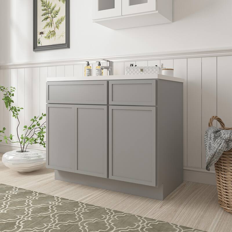 Vanity Art 39" Oak Freestanding Bathroom Vanity Cabinet without Top
