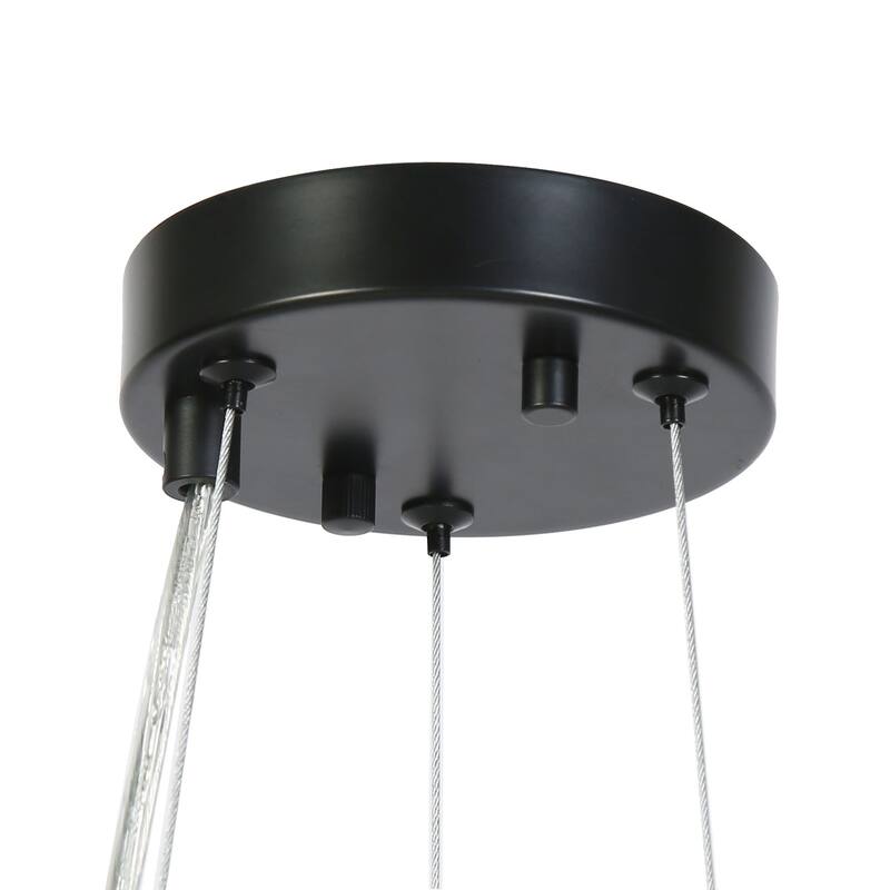 Modern Glam 8-Light Crystal Chandelier Black Drum Ceiling Light for Dining Room - D21" x H66"