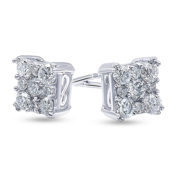 1.0 Carat Diamond, Shared Prong Set Sterling Silver Stud Earring In Lab Grown Diamonds (I, SI1) by Grown Brilliance. Opens flyout.