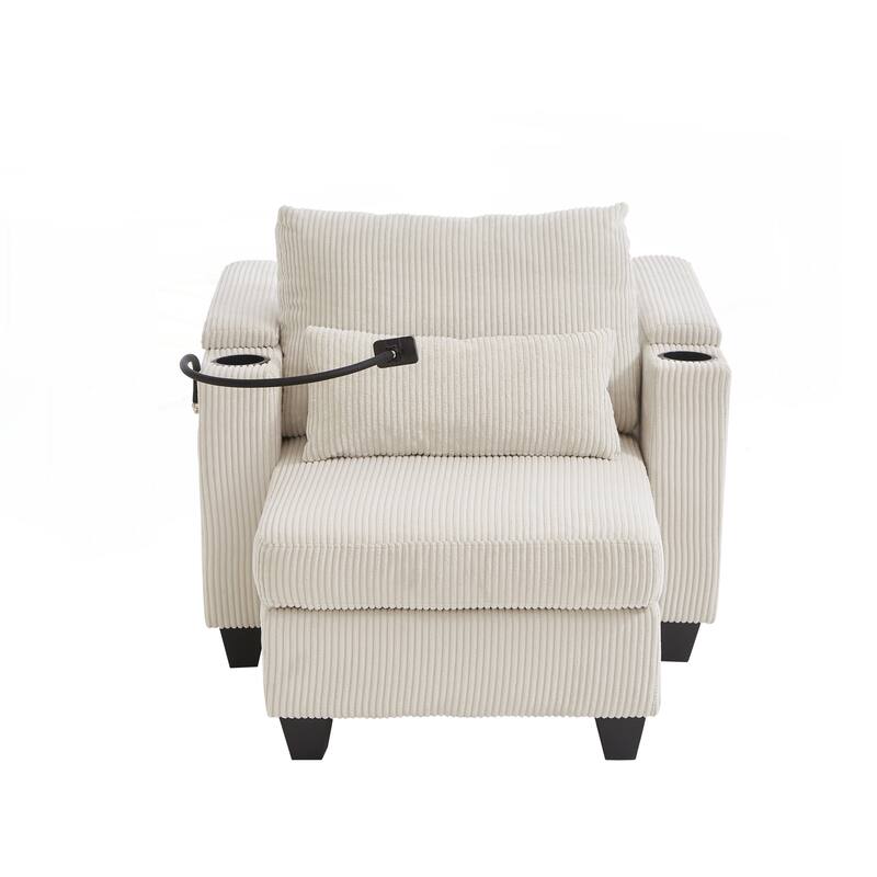 Sofa Chair Sofa Bed Corduroy Sleeper Sofa with USB Ports