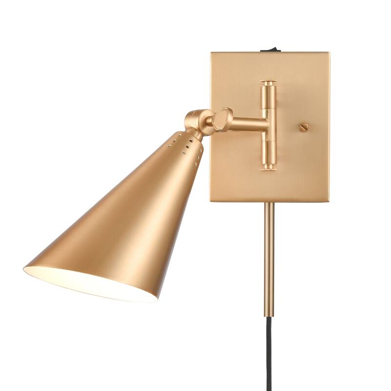 Whitmire 10.25'' High 1-Light Plug-In/Hardwire Sconce - Brushed Gold - Short - Brushed Gold