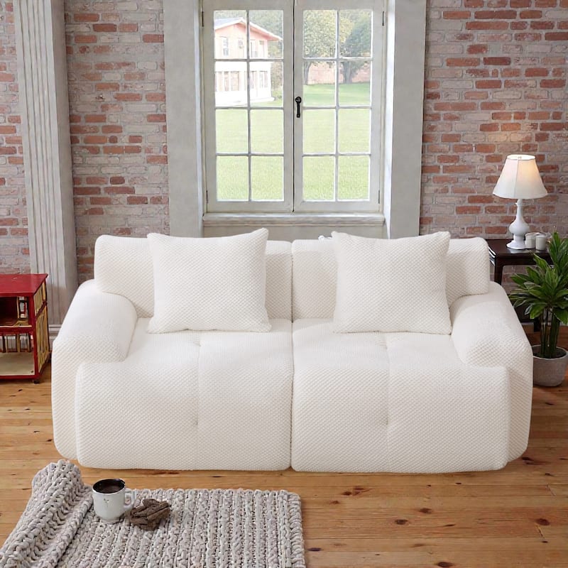 73" Modular Sectional Loveseat, Tufted 2-Seater Cloud Couch with Pillows, Boneless Foam Convertible Sofa for Living Room