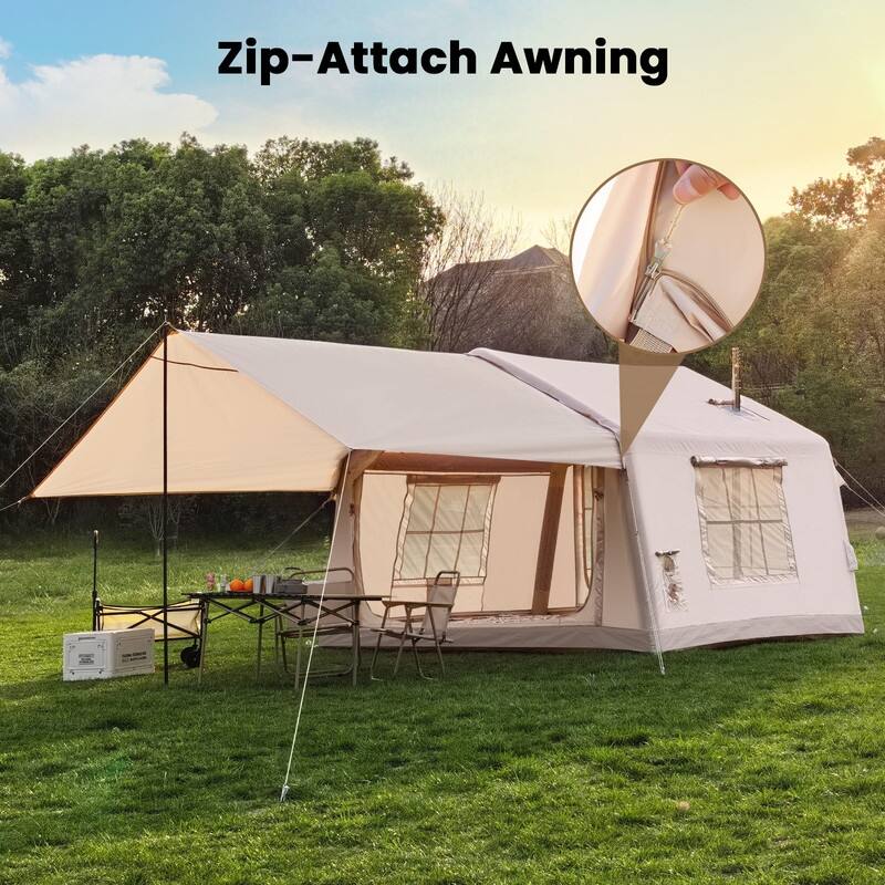 Inflatable Camping Tent with Oversized Awning, for 4-6 Person