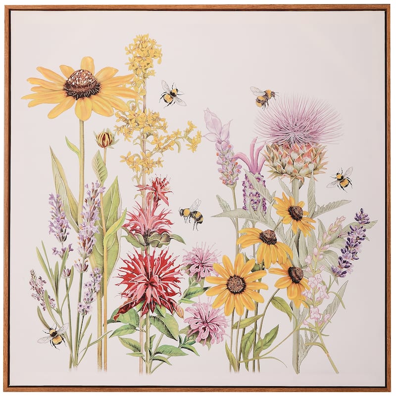 27.5" MDF Summer Garden With Bees Art