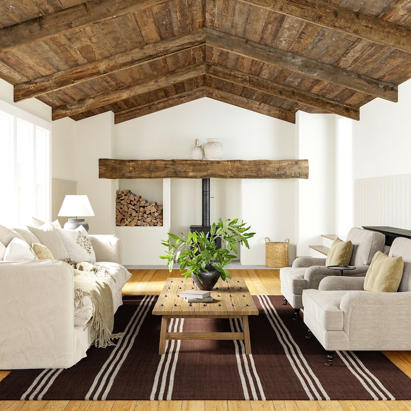 Hawthorn Striped Wool Area Rug - 4' x 6' - Dark Brown
