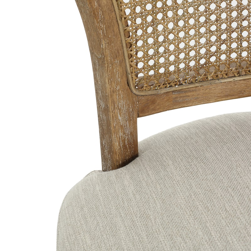 Roomfitters Rattan Back Counter Height Chair Set of 2, Rustic Farmhouse Style Seating, Natural