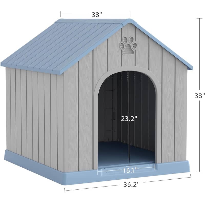 38Inch Cabin style Dog House for Large dogs, Resin Outdoor Dog Kennel Weatherproof