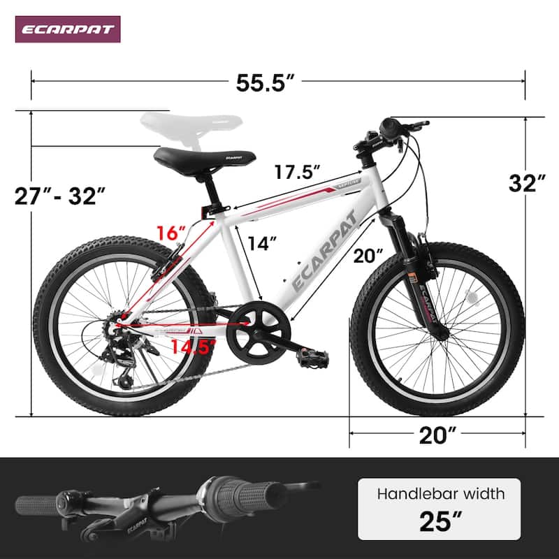 20 in Kids Montain Bike Gear Shimano 7 Speed Bike for Boys and Girls