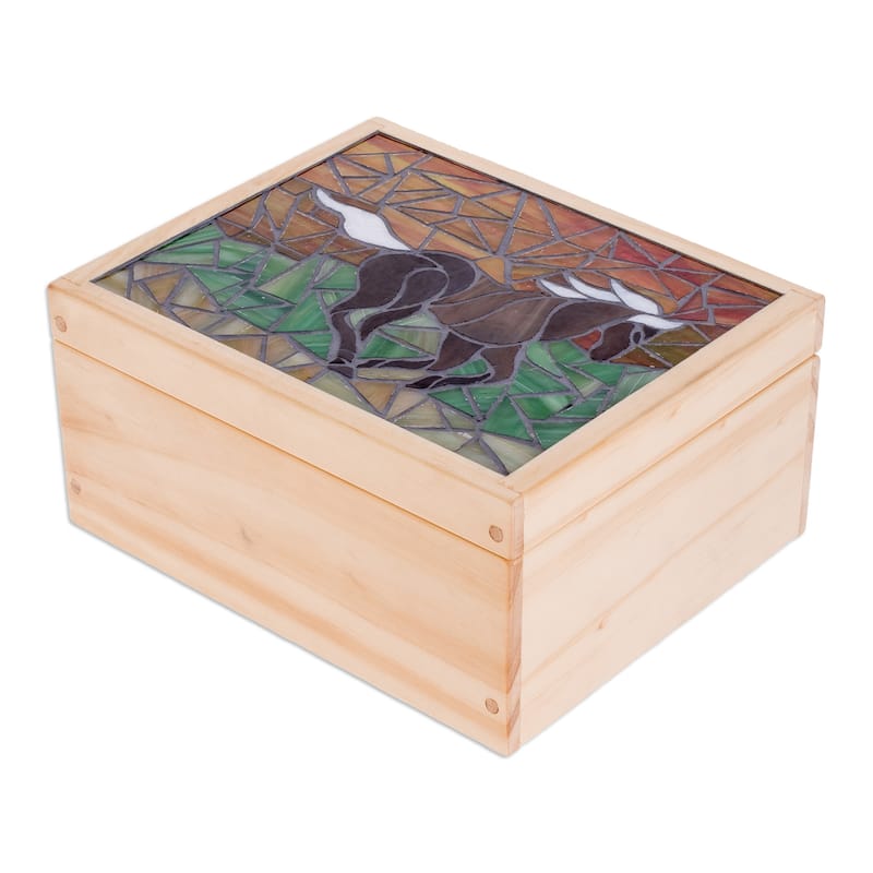 Novica Handmade Delightful Liberty Wood Tea Box