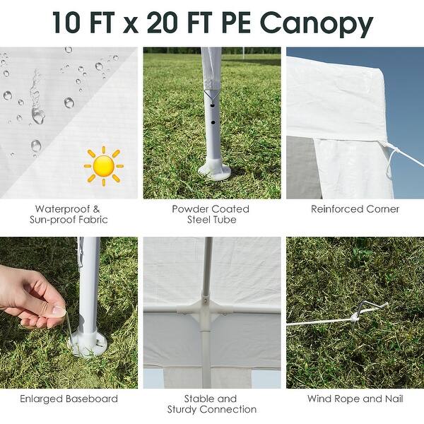 White Outdoor Canopy Tent and Shelter Pavilion - 10 x 20 Feet