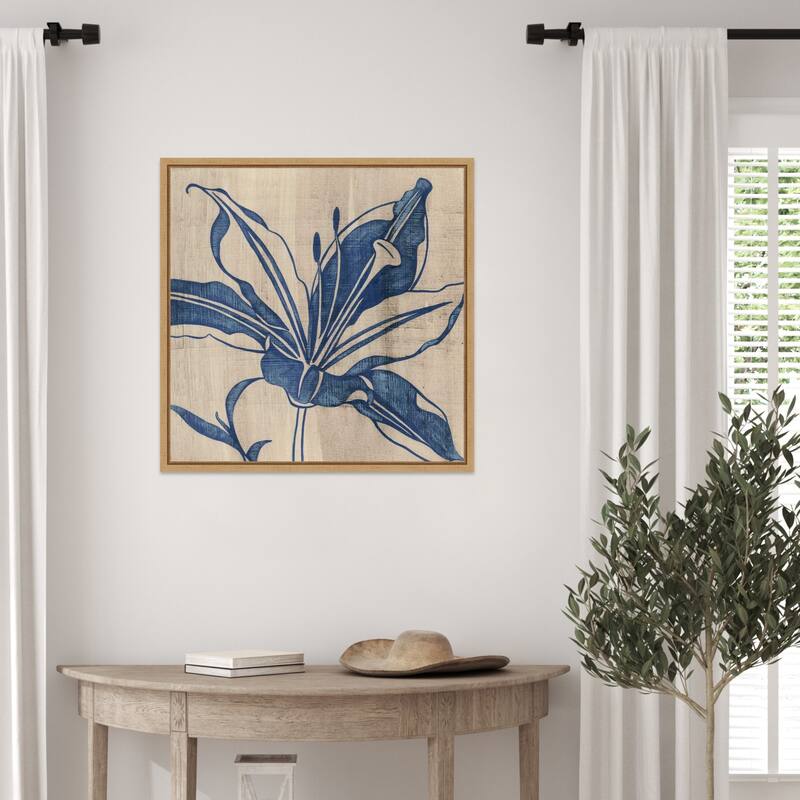 Indigo Lily by Chariklia Zarris (22 x 22 in.), Framed Canvas Wall Art Print