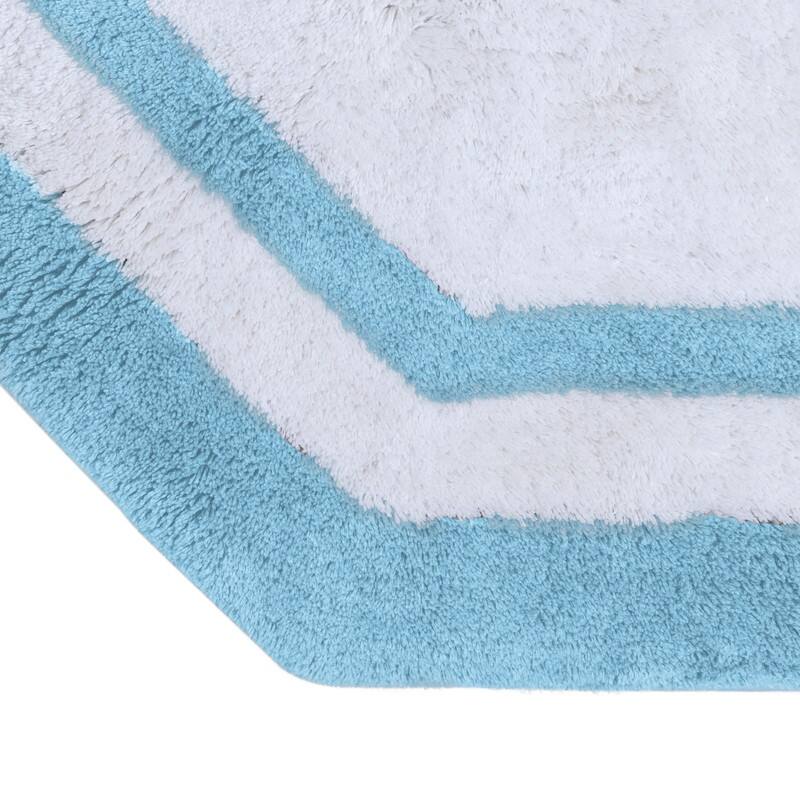 Sherry Kline 32" Hexagon Round Bathmat Framed in Two Tone Colorway