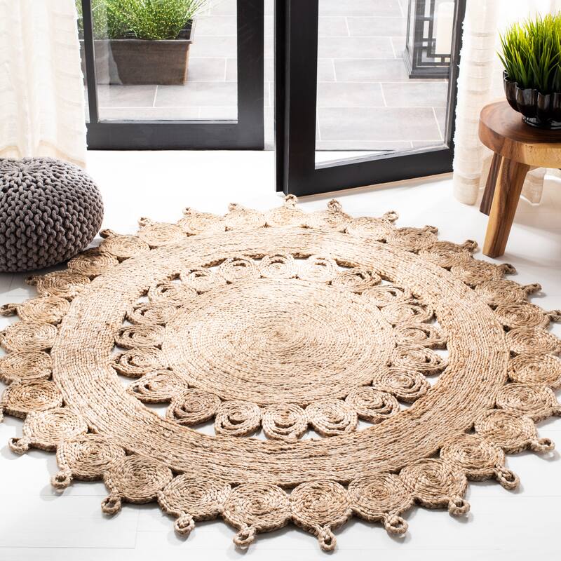 SAFAVIEH Handmade Natural Fiber Brynlee Farmhouse Rug - 4' Round - Natural