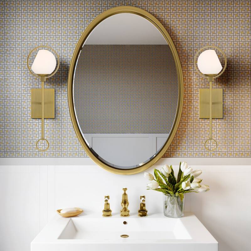 Teatro 20 in. 1-Light Brushed Gold Modern Wall Sconce Light