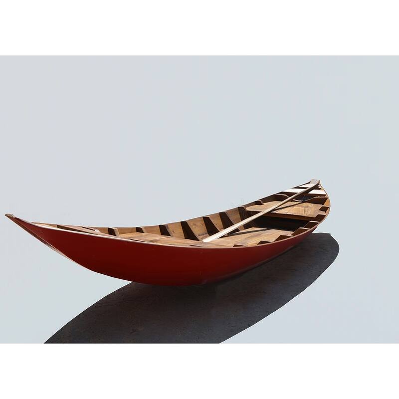Small South East Asia Sampan Boat Red Bottom Thuyen Ba La Tam Ban
