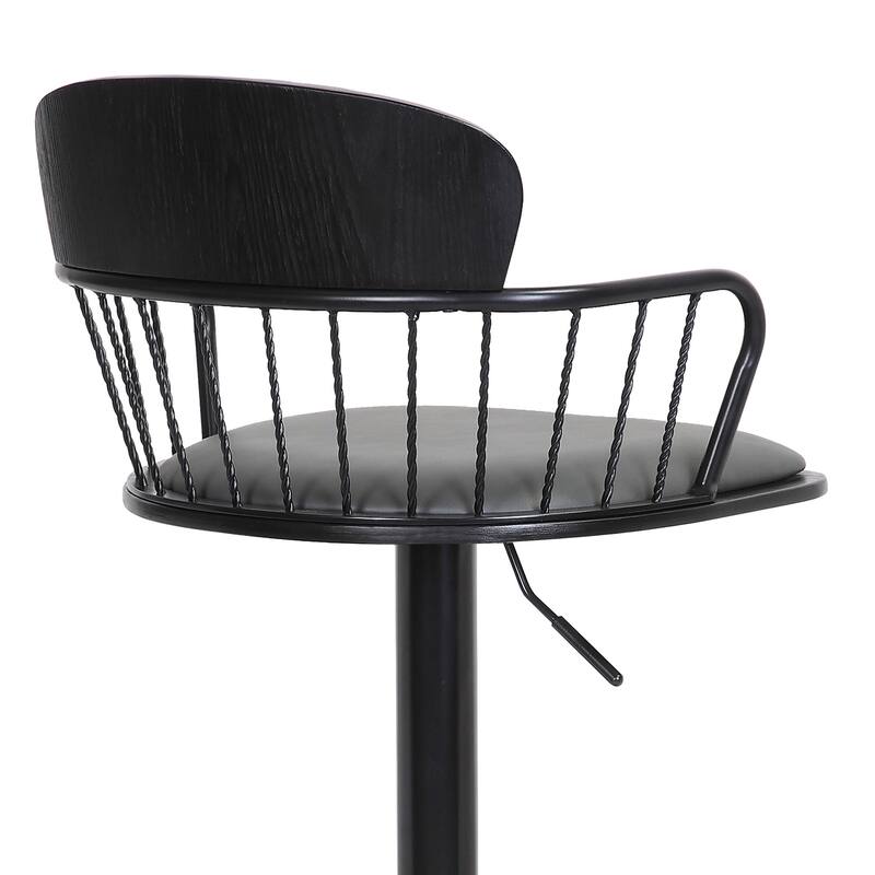 Nash Black Metal Upholstered Adjustable Swivel Bar Stool