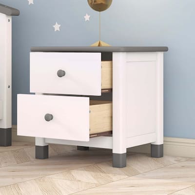 Wooden Nightstand with Two Drawers,for Bedrooms,Combining Cute Design and Practical Storage