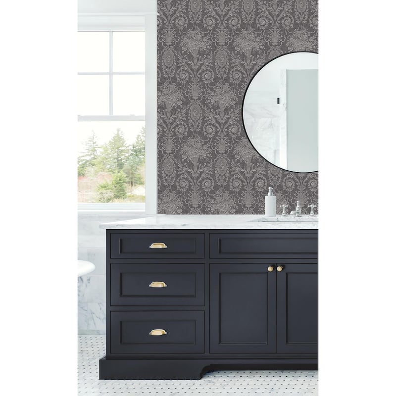 Seabrook Designs Brynn Tonal Bouquets Unpasted Wallpaper