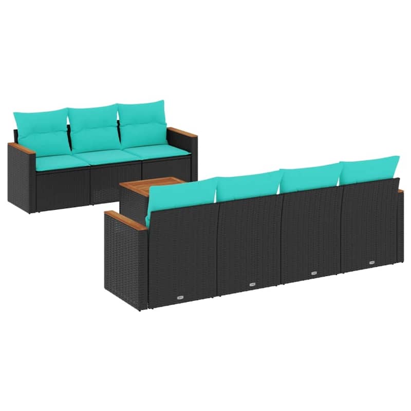 vidaXL Patio Sofa Set with Cushions Outdoor Furniture 8 Piece Poly Rattan - 21.7x 24.4x 27.2