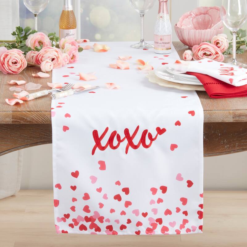Valentine XOXO Table Runner - Decorative Non-Reversible Seasonal Table Runner for Dining Table, 16"x72"
