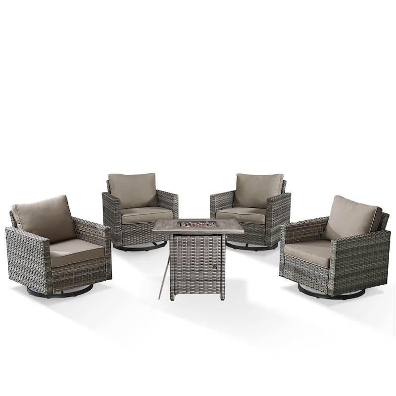 Outdoor Pocassy Glider Chairs Patio Chairs with Fire Table