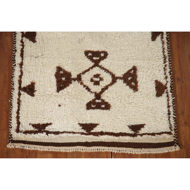 Anatolian Oriental Runner Rug Handmade Natural Dye / Beige Wool Carpet - 3'1"x 11'1"