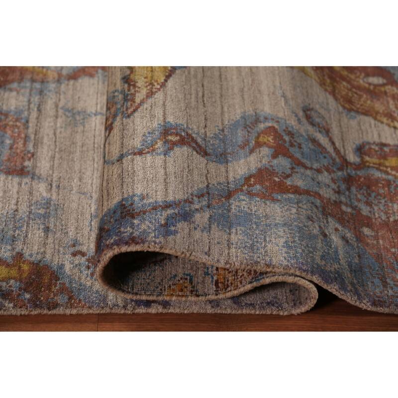 All-Over Abstract Indian Area Rug Handmade Wool Carpet - 5'4"x 7'7"