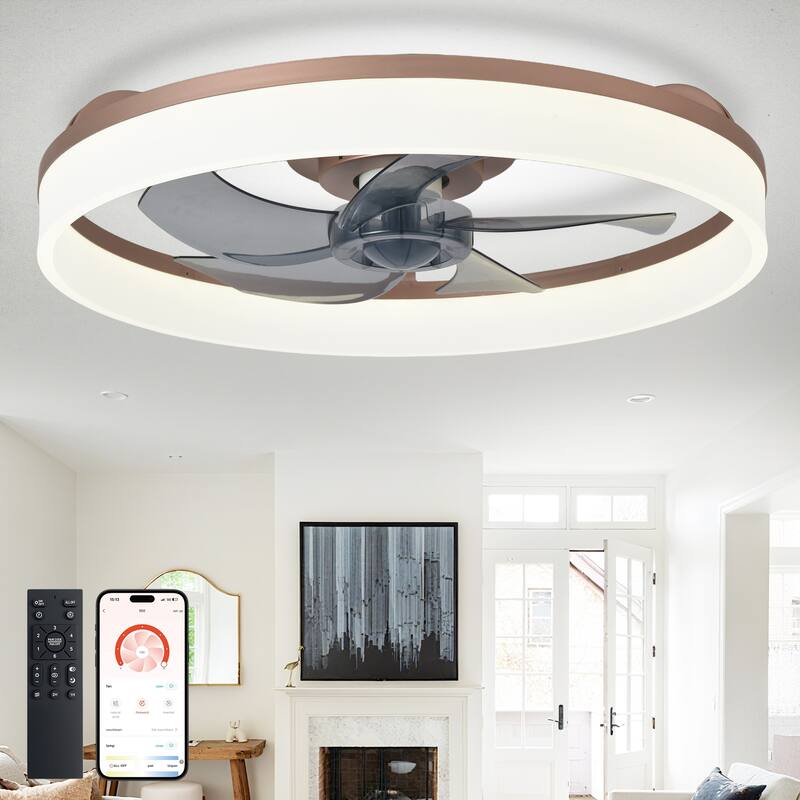 Ceiling Fan with Light: Low Profile, App Remote Control, 6-Speed, 3 CCT, Quiet DC Motor, Dimmable LED, 20" /16"