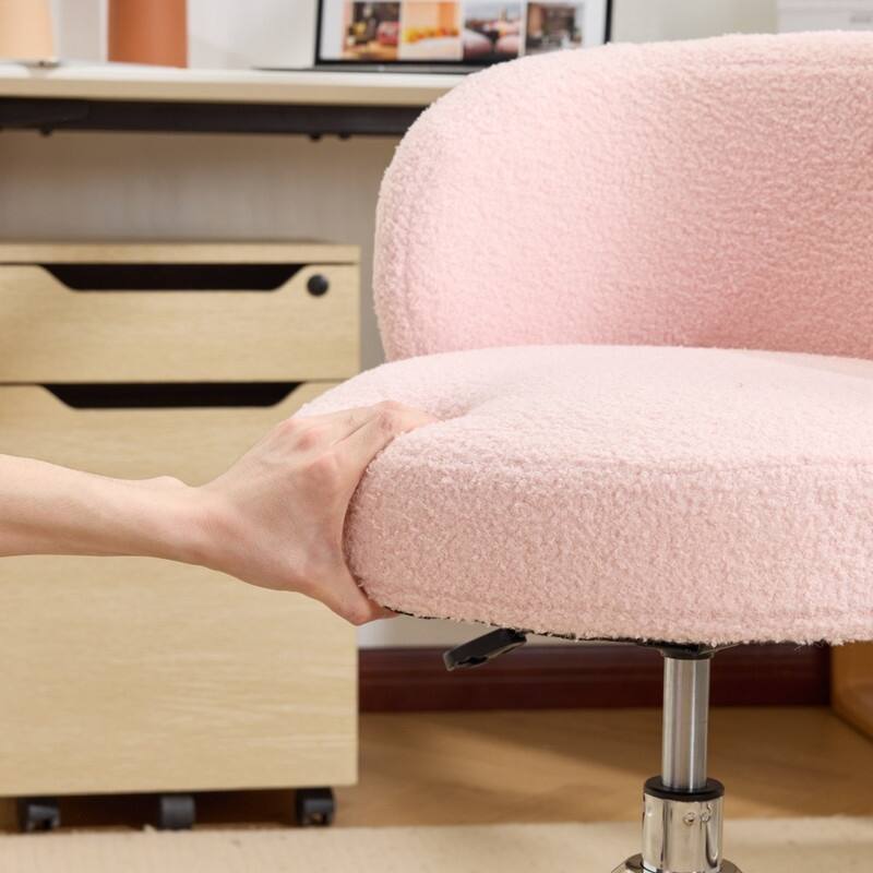 Teddy Swivel Chair Adjustable Rolling Office Desk Chair with Wheels and Support for Living Room - N/A