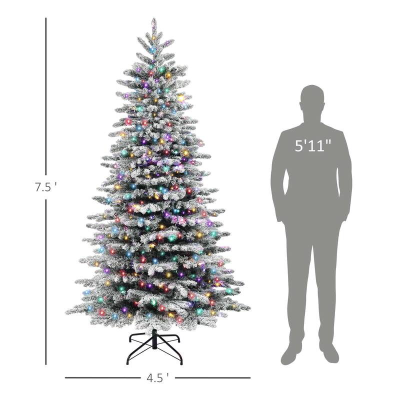 7.5ft Artificial Pre-Lit Christmas Pine Tree with 500 LED Lights and Remote Control for Indoor Holiday Decor