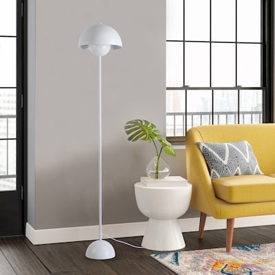 Industrial Metal Shade White/Black/Gold Floor Lamp with Foot Switch Modern Tall Standing Lamp for Living Room