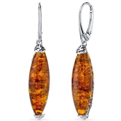 Baltic Amber French Clip Earrings in Sterling Silver