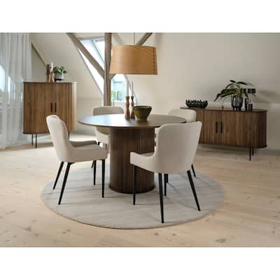 Rye Studio Boucle Dining Chairs with Black Steel Legs, Set of 2