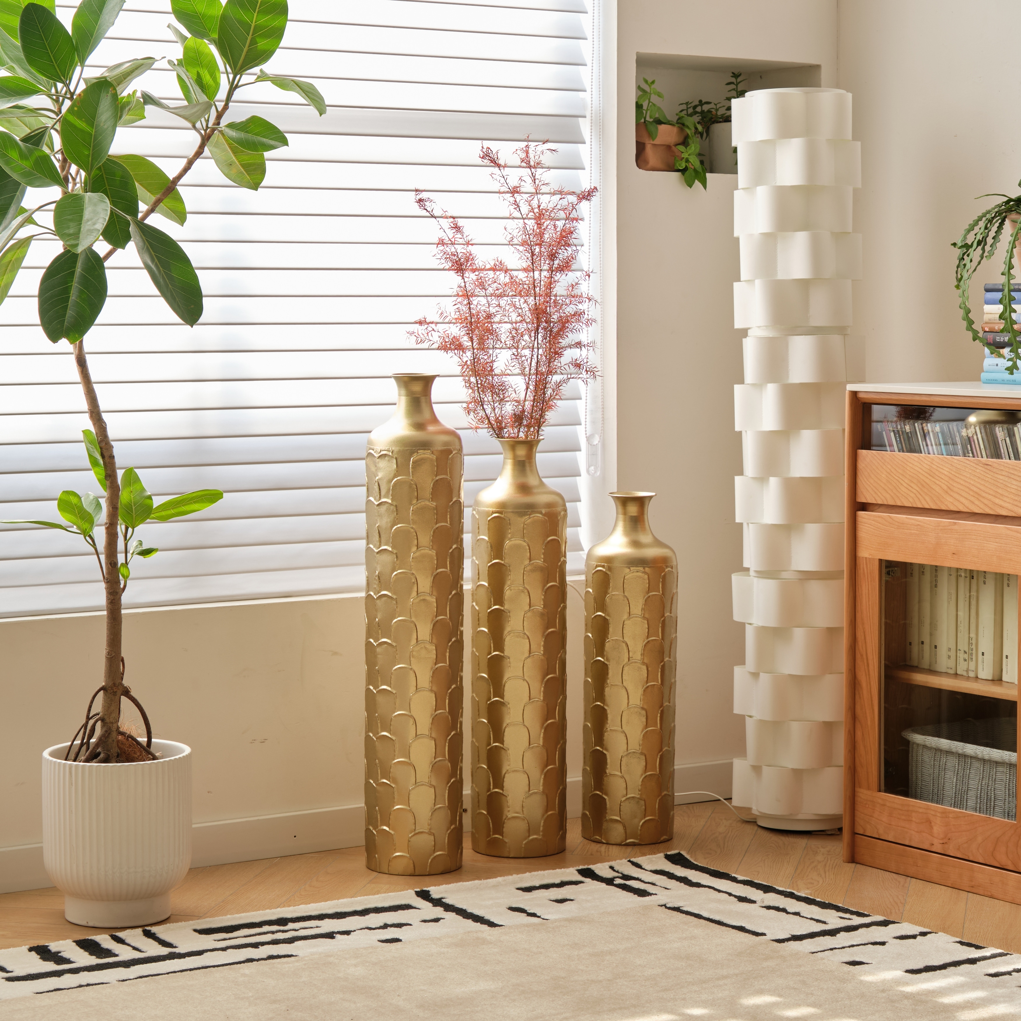 Set of 3 Gorgeous Large Glazed Floor Vases (25.2
