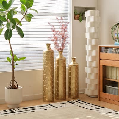 Set of 3 Gorgeous Large Glazed Floor Vases (25.2"/29.33"/34.25" H)