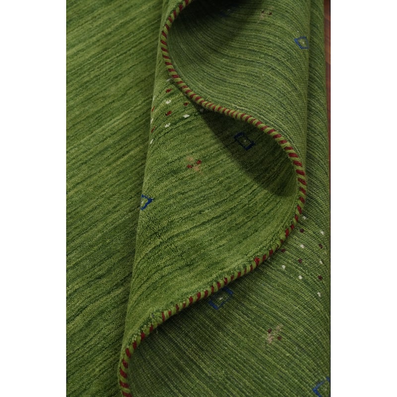 Hand Knotted Oriental 100% Wool Carpet Tribal Animal Pictorial Green Gabbeh Area Rug - 9' 1'' X 8' 9''