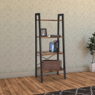 Rustic 4-Tier Ladder Shelf with Iron Framework - Bed Bath & Beyond ...