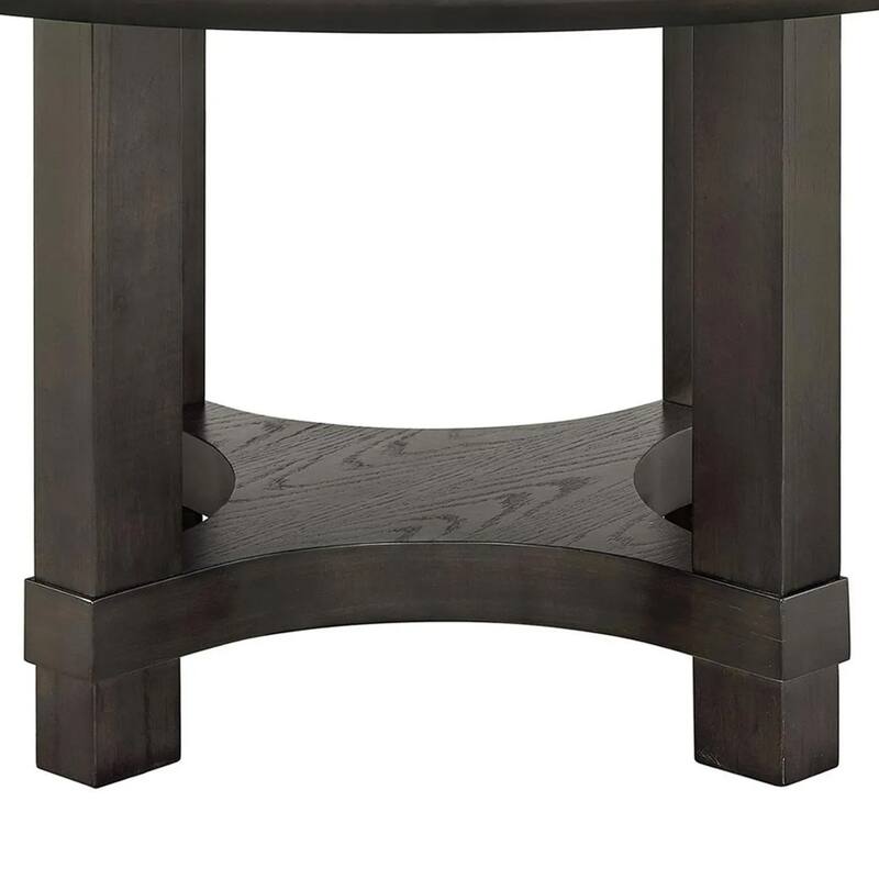 Jefy Dining Table, 60 Inch Round Top with Lazy Suzan, Espresso Brown Wood - Espresso Brown