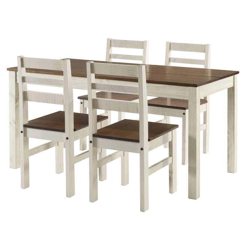 Solid Wood Dining Chair (Set of 2) White Distressed | Furniture Dash