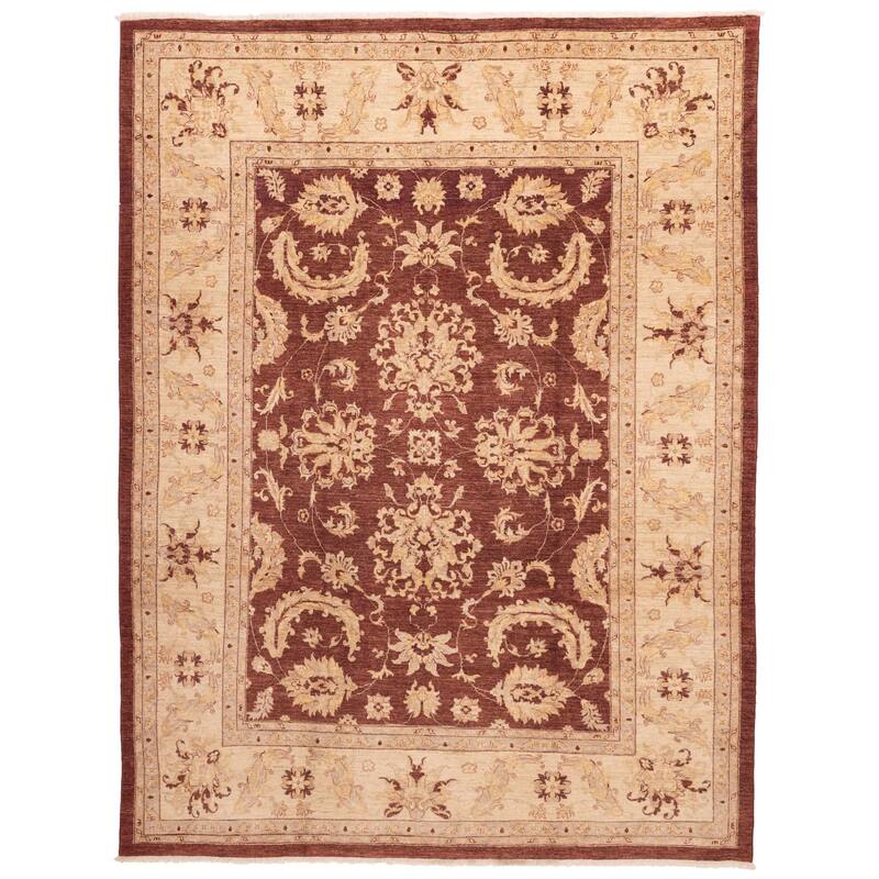 ECARPETGALLERY Hand-knotted Peshawar Oushak Dark Red Wool Rug - 9'0 x 11'11